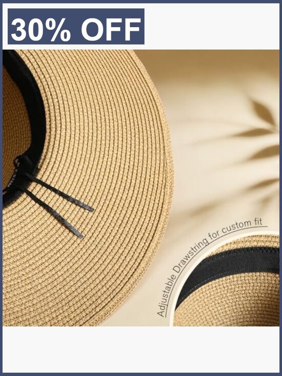 Womens Wide Brim Straw Sun Hat UPF 50 Floppy Foldable Beach Travel Summer main image 7